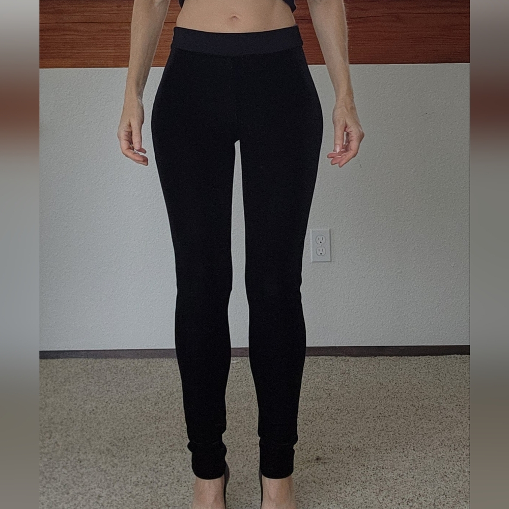 Anne Fontaine black velvet front leggings size 36(xs)